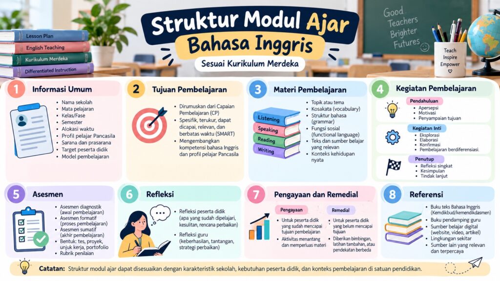 Struktur template modul ajar Bahasa Inggris